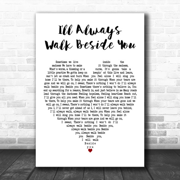 Richie Sambora I'll Always Walk Beside You White Heart Decorative Gift Song Lyric Print