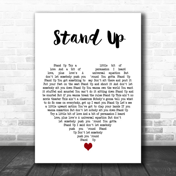 Rick Springfield Stand Up White Heart Decorative Wall Art Gift Song Lyric Print