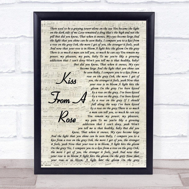 Seal Kiss From A Rose Vintage Script Song Lyric Music Wall Art Print