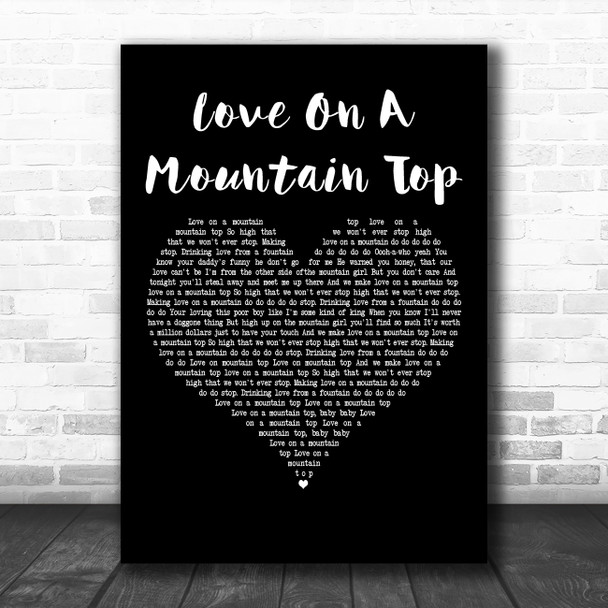 Robert Knight Love On A Mountain Top Black Heart Decorative Wall Art Gift Song Lyric Print