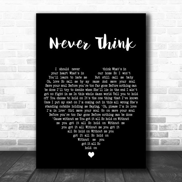 Robert Pattinson Never Think Black Heart Decorative Wall Art Gift Song Lyric Print