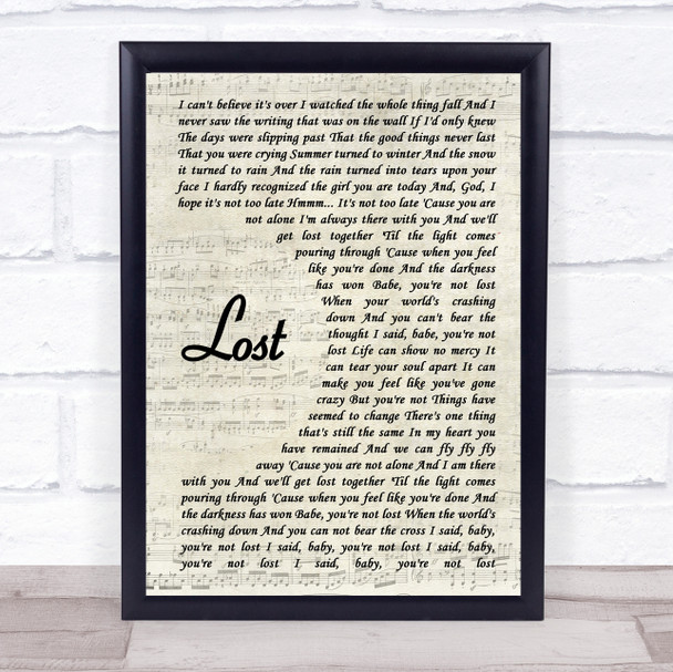 Michael Buble Lost Song Lyric Vintage Script Music Wall Art Print