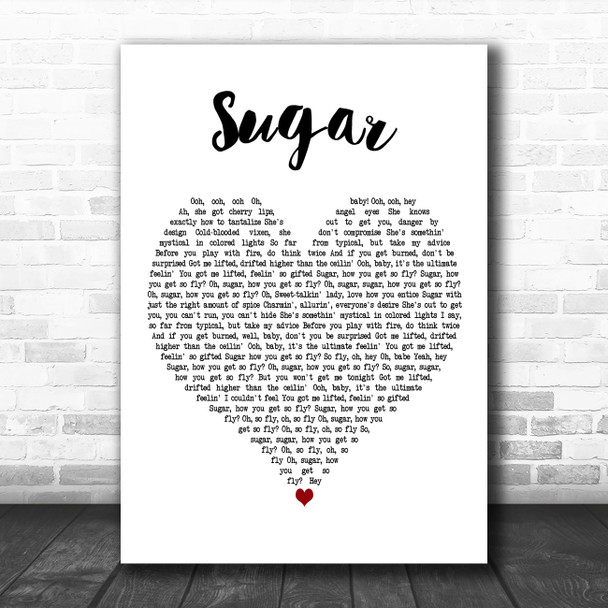 Robin Schulz Sugar White Heart Decorative Wall Art Gift Song Lyric Print