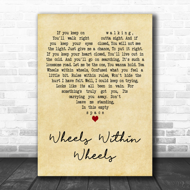 Rory Gallagher Wheels Within Wheels Vintage Heart Decorative Wall Art Gift Song Lyric Print