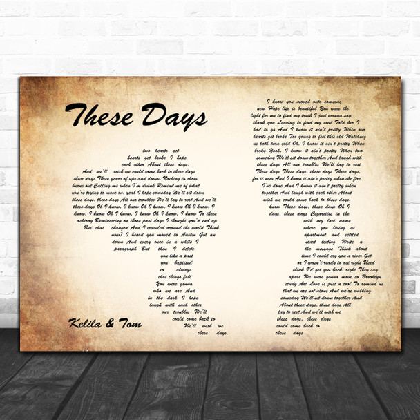 Rudimental feat. Dan Caplen, Jess Glynne & Macklemore These Days Man Lady Couple Wall Art Song Lyric Print