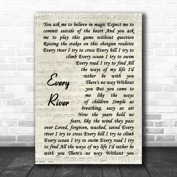 Runrig Every River Vintage Script Decorative Wall Art Gift Song Lyric Print