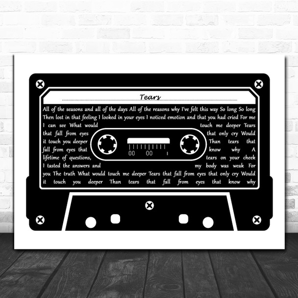 Rush Tears Black & White Music Cassette Tape Decorative Gift Song Lyric Print