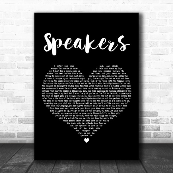 Sam Hunt Speakers Black Heart Decorative Wall Art Gift Song Lyric Print