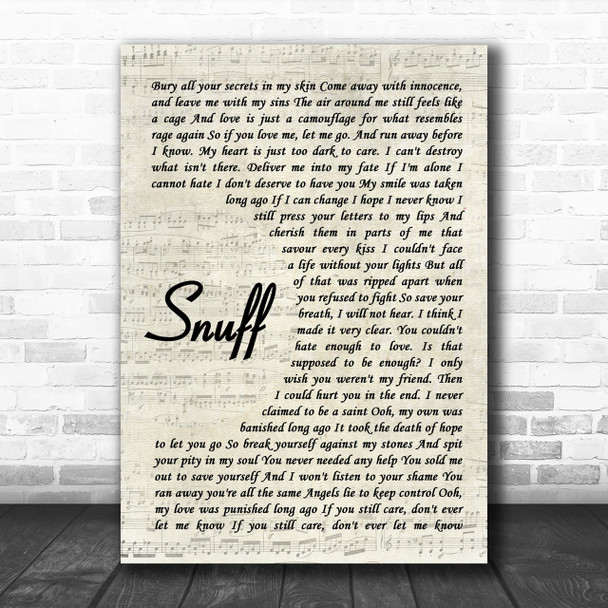 Slipknot Snuff Vintage Script Song Lyric Music Wall Art Print Slipknot Snuff Vintage Script Song Lyric Music Wall Art Print