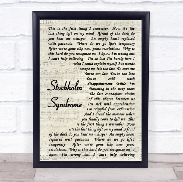 Blink-182 Stockholm Syndrome Vintage Script Song Lyric Music Wall Art Print