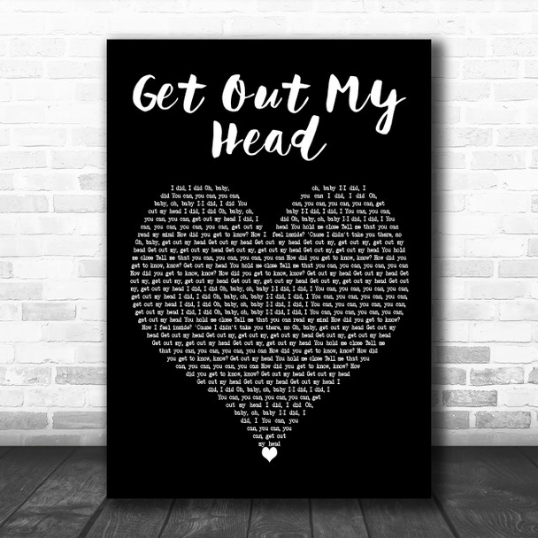 Shane Codd Get Out My Head Black Heart Decorative Wall Art Gift Song Lyric Print