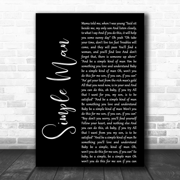 Shinedown Simple Man Black Script Decorative Wall Art Gift Song Lyric Print