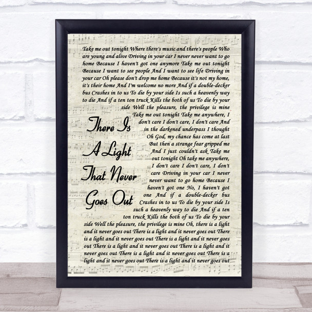 The Smiths There Is A Light That Never Goes Out Vintage Script Song Lyric Music Wall Art Print