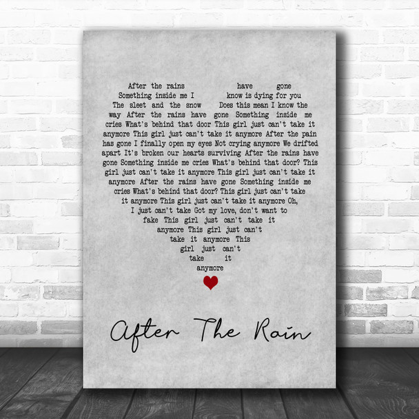 Shirley Bassey After The Rain Grey Heart Decorative Wall Art Gift Song Lyric Print