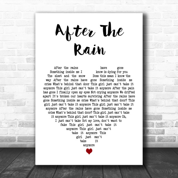 Shirley Bassey After The Rain White Heart Decorative Wall Art Gift Song Lyric Print