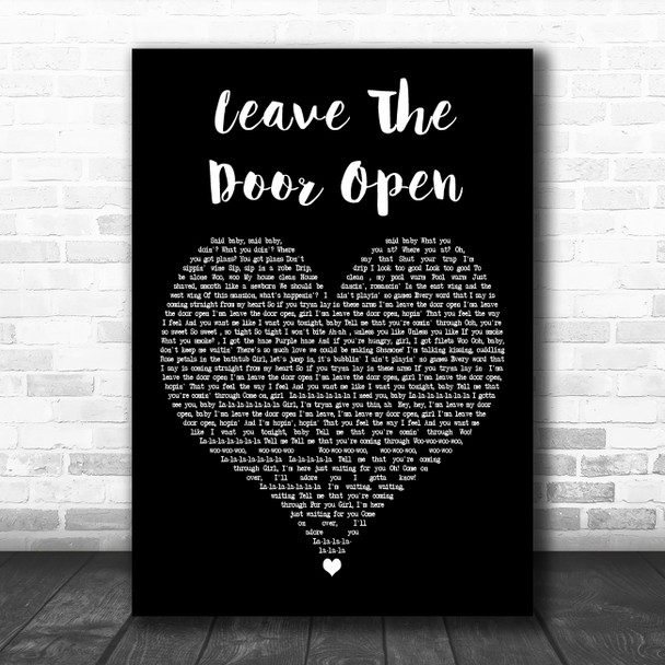 Silk Sonic Leave The Door Open Black Heart Decorative Wall Art Gift Song Lyric Print