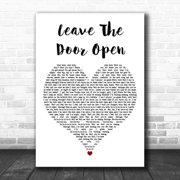 Silk Sonic Leave The Door Open White Heart Decorative Wall Art Gift Song Lyric Print