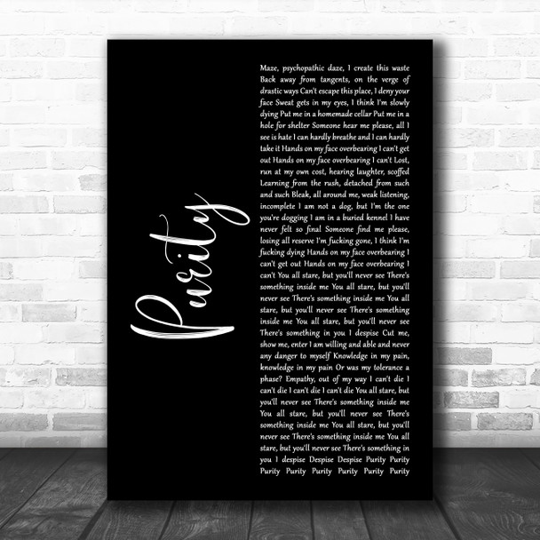 Slipknot Purity Black Script Decorative Wall Art Gift Song Lyric Print