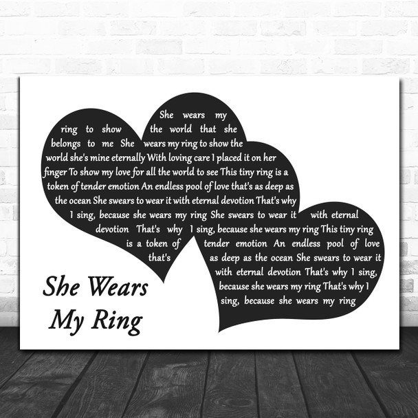 Solomon King She Wears My Ring Landscape Black & White Two Hearts Wall Art Gift Song Lyric Print Solomon King She Wears My Ring Landscape Black & White Two Hearts Wall Art Gift Song Lyric Print