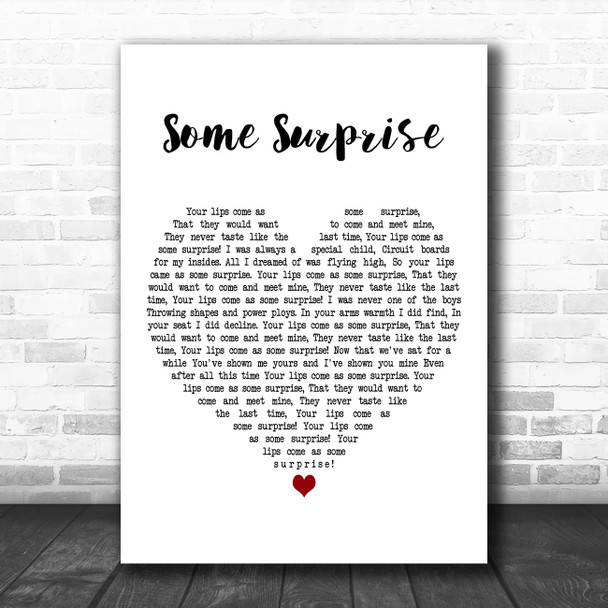Song Lyric Printer Clips - Paul Noonan Some Surprise White Heart Decorative Wall Art Gift Song Lyric Print