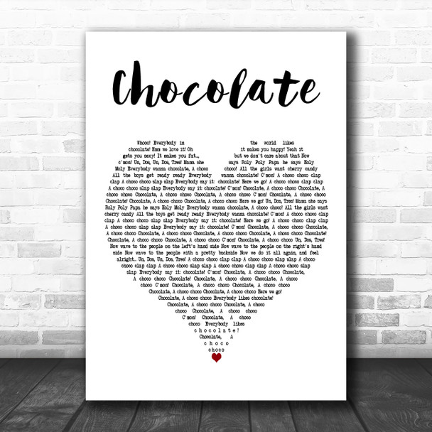 Soul Control Chocolate White Heart Decorative Wall Art Gift Song Lyric Print