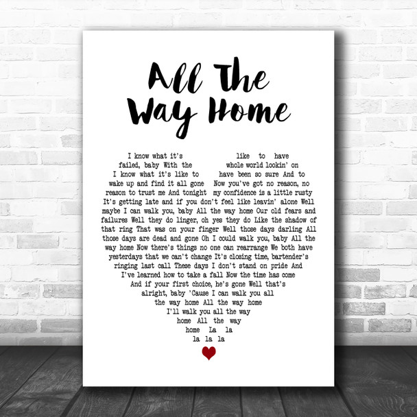 Southside Johnny & The Asbury Jukes All The Way Home White Heart Wall Art Gift Song Lyric Print