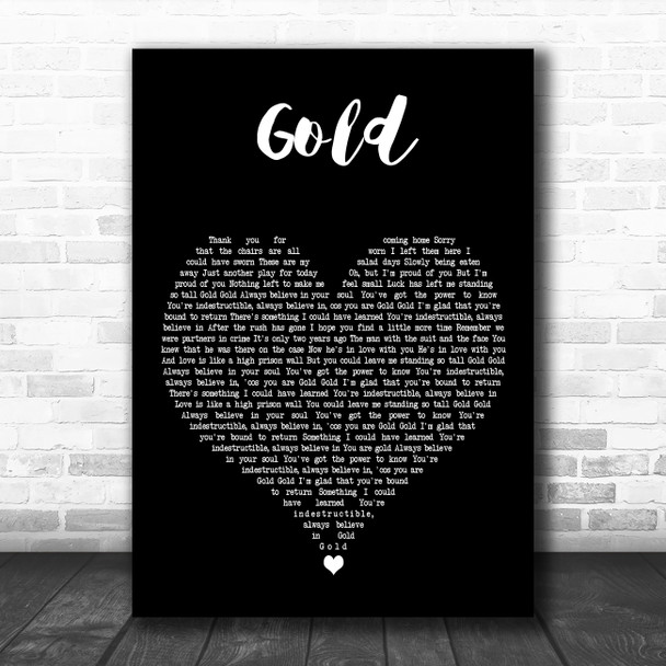 Spandau Ballet Gold Black Heart Decorative Wall Art Gift Song Lyric Print