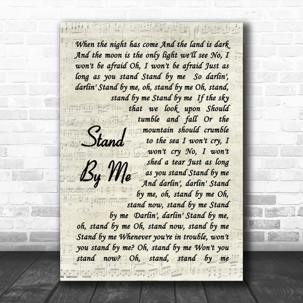 Stand By Me Ben E King Script Song Lyric Music Wall Art Print