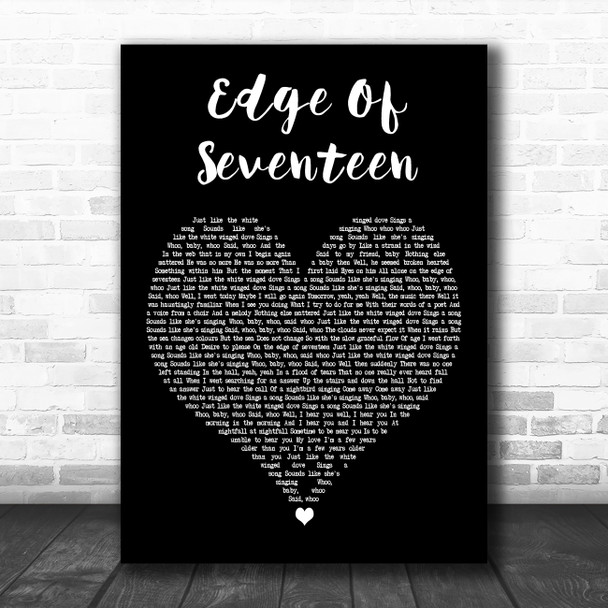 Stevie Nicks Edge Of Seventeen Black Heart Decorative Wall Art Gift Song Lyric Print