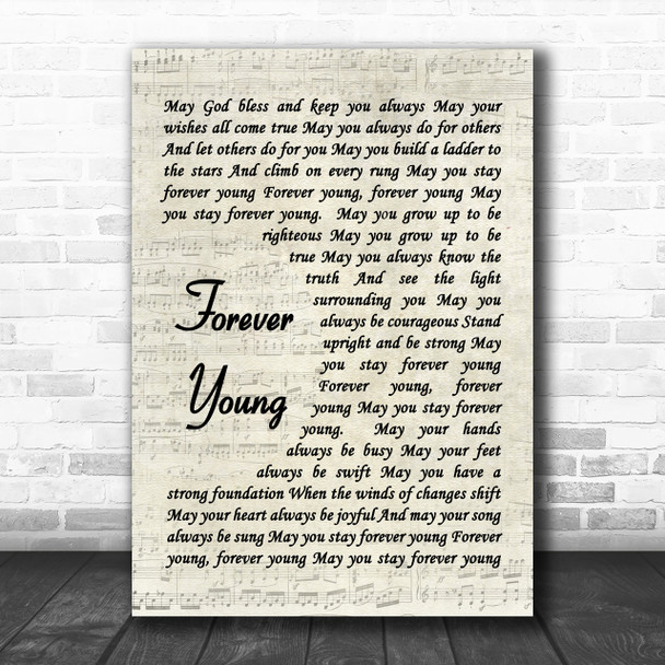 Forever Young Bob Dylan Script Song Lyric Music Wall Art Print