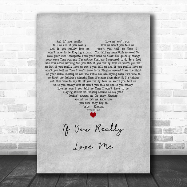 Stevie Wonder If You Really Love Me Grey Heart Decorative Wall Art Gift Song Lyric Print