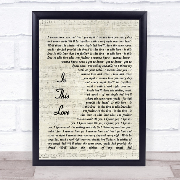 Is This Love Bob Marley Script Song Lyric Music Wall Art Print