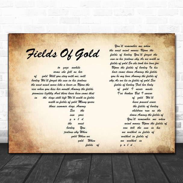 Sting Fields Of Gold Man Lady Couple Decorative Wall Art Gift Song Lyric Print