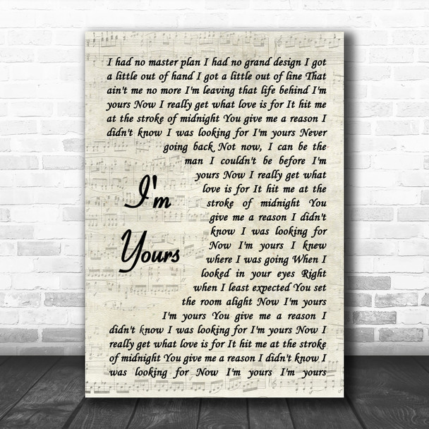 Jack Savoretti I'm Yours Vintage Script Song Lyric Music Wall Art Print