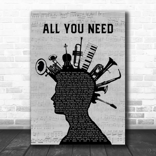 Sublime All You Need Musical Instrument Mohawk Decorative Wall Art Gift Song Lyric Print