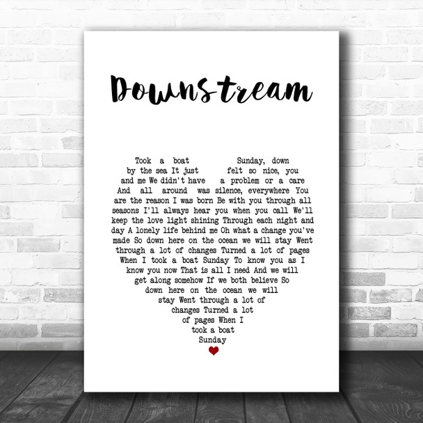 Supertramp Downstream White Heart Decorative Wall Art Gift Song Lyric Print