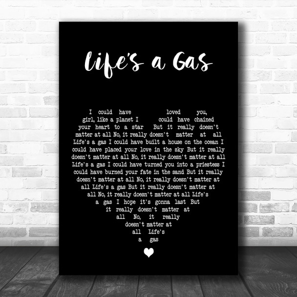 T. Rex Lifes a Gas Black Heart Decorative Wall Art Gift Song Lyric Print