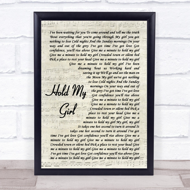 George Ezra Hold My Girl Song Lyric Vintage Script Music Wall Art Print