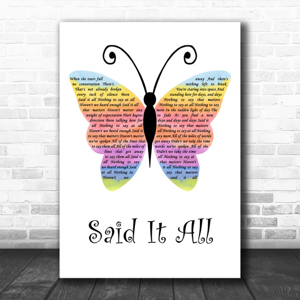Take That Said It All Rainbow Butterfly Decorative Wall Art Gift Song Lyric Print