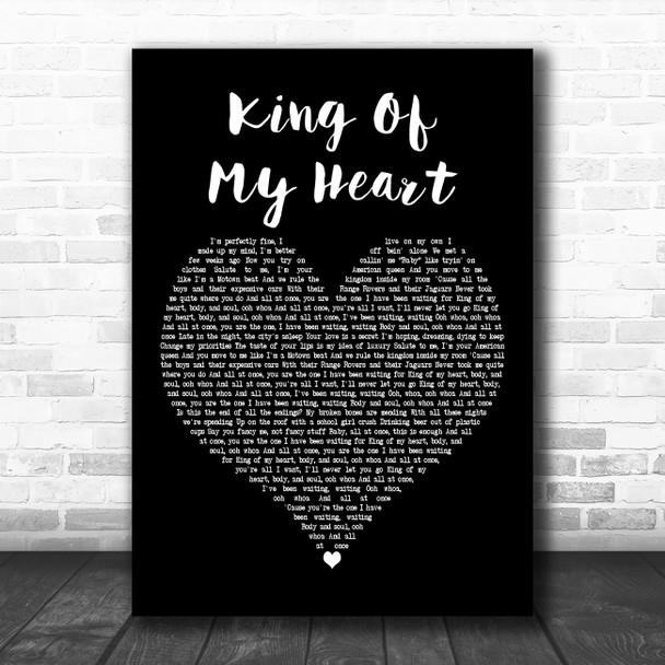 Taylor Swift King Of My Heart Black Heart Decorative Wall Art Gift Song Lyric Print