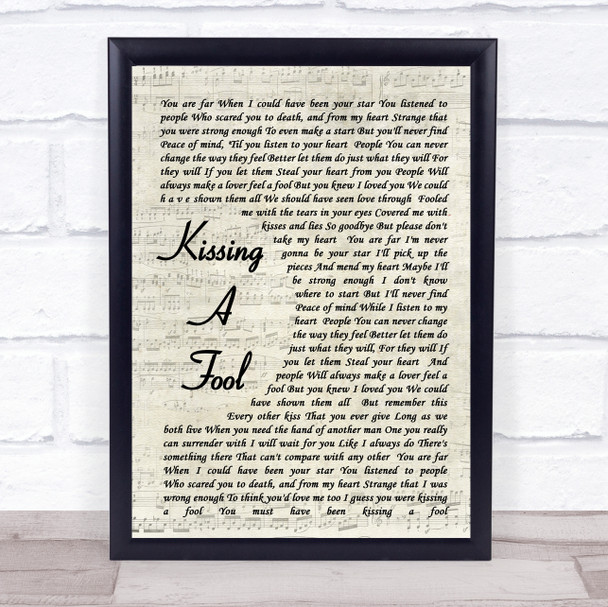 George Michael Kissing A Fool Vintage Script Song Lyric Music Wall Art Print
