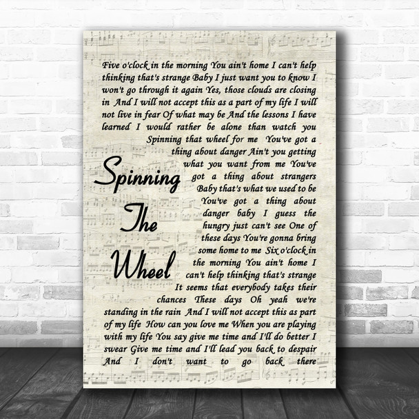 George Michael Spinning The Wheel Vintage Script Song Lyric Music Wall Art Print