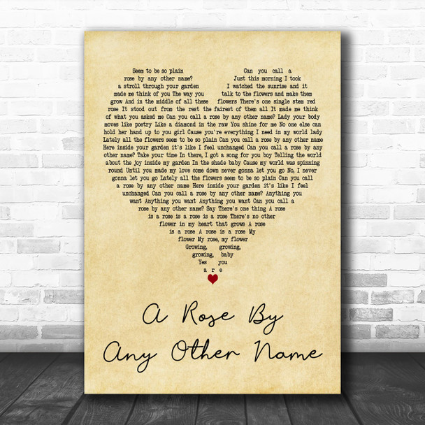 Teena Marie A Rose by Any Other Name Vintage Heart Decorative Wall Art Gift Song Lyric Print