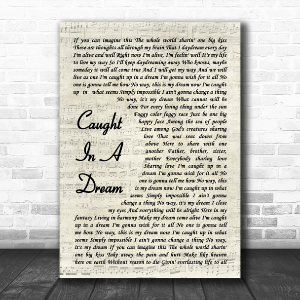 Tesla Caught In A Dream Vintage Script Decorative Wall Art Gift Song Lyric Print