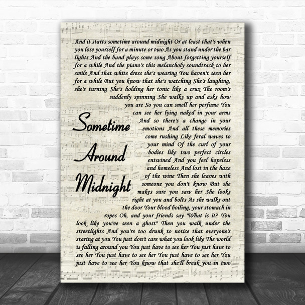 The Airborne Toxic Event Sometime Around Midnight Vintage Script Gift Song Lyric Print