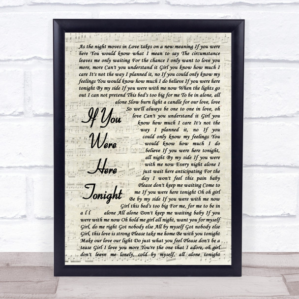 Alexander O'Neal If You Were Here Tonight Vintage Script Song Lyric Music Wall Art Print