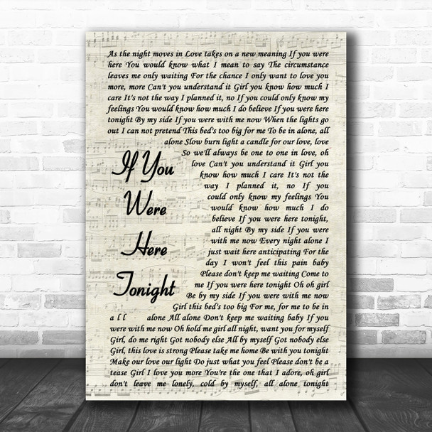 Alexander O'Neal If You Were Here Tonight Vintage Script Song Lyric Music Wall Art Print