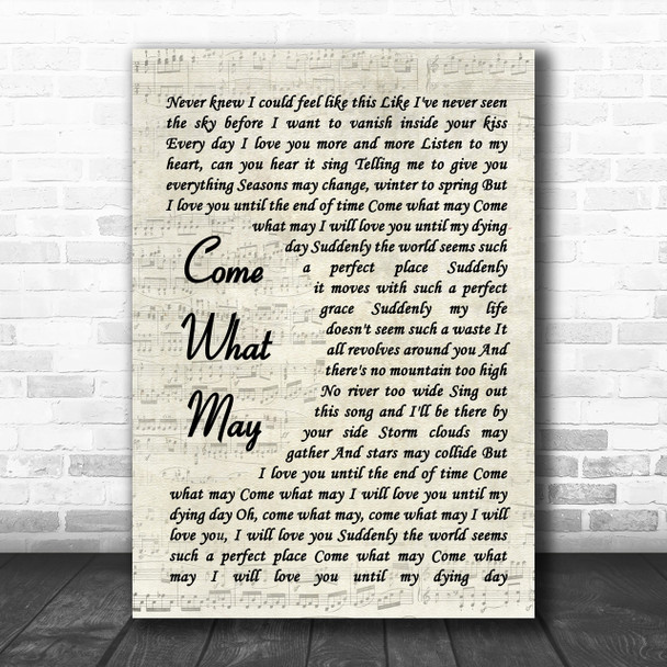 Alfie Boe And Kerry Ellis Come What May Vintage Script Song Lyric Music Wall Art Print