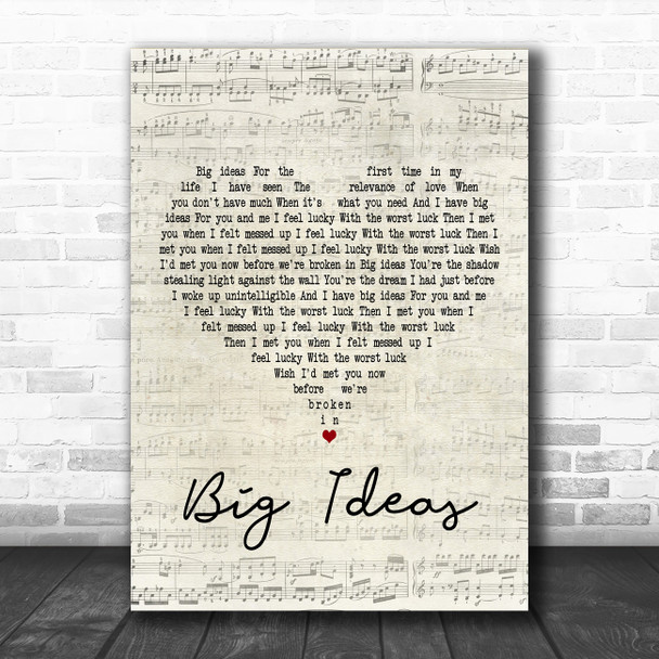 The Boxer Rebellion Big Ideas Script Heart Decorative Wall Art Gift Song Lyric Print