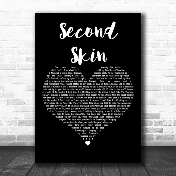 The Chameleons Second Skin Black Heart Decorative Wall Art Gift Song Lyric Print